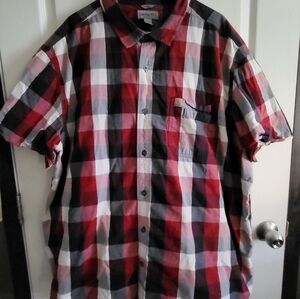 Carhartt Relaxed Fit Men's 4XL Casual Button Down Shirt Top Cotton Plaid Red